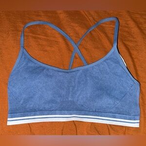 Fabletics Blue Sports Bra with Strappy Design